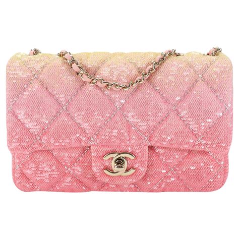 chanel pink sequin mini|Mini Classic Handbag.